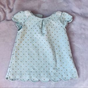 Sky Blue cotton top with white bows on shoulders